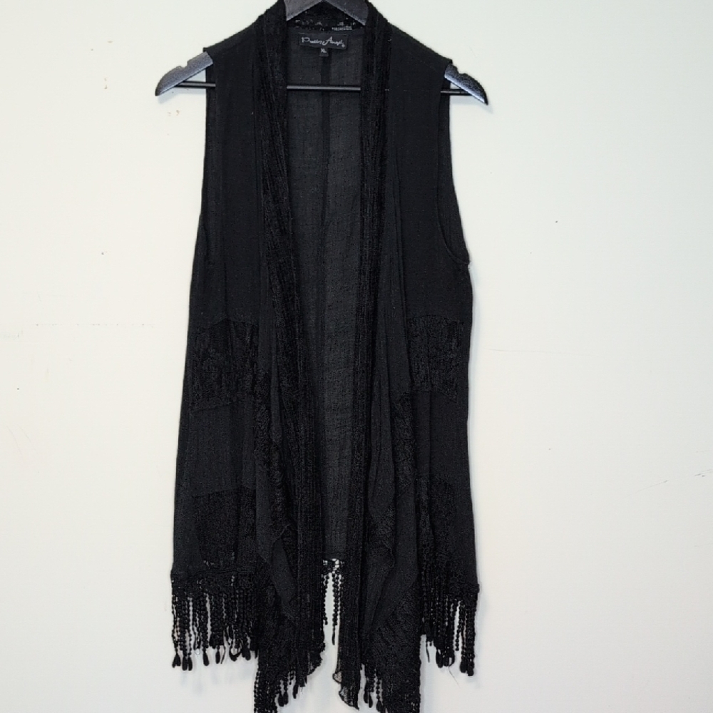 Pretty Angel Black Fringe Vest